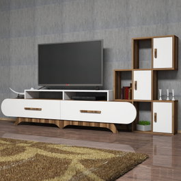 Hanah Home Flora S - Mueble de TV Nogal y Blanco